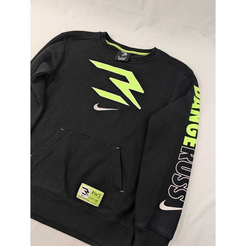 Nike Russell Wilson 3BRAND Crew Youth Large 12-13 Yrs Black Graphic Sweatshirt